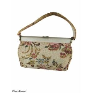 Vintage Needlepoint Tapestry Purse Handbag 1930's? JR Florida Floral Snap 13"X9"